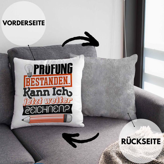 Bachelor Master Prüfung Bestanden Geschenk Kissen mit Füllung 40x40 Studium Prüfung Bestanden Kann Ich Jetzt Weiter Zeichnen Künstlerin (Grau) Grau Trendation