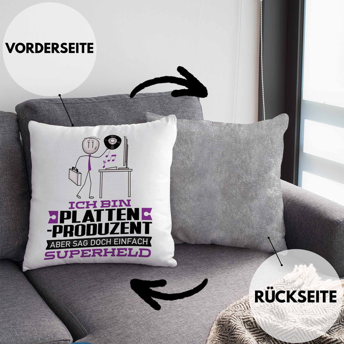 Plattenproduzent Geschenk Kissen mit Füllung 40x40 Ich Bin Plattenproduzent Aber Sag Doch Einfach Superheld Lustige Geschenkdiee für Plattenproduzent (Grau) Grau Trendation
