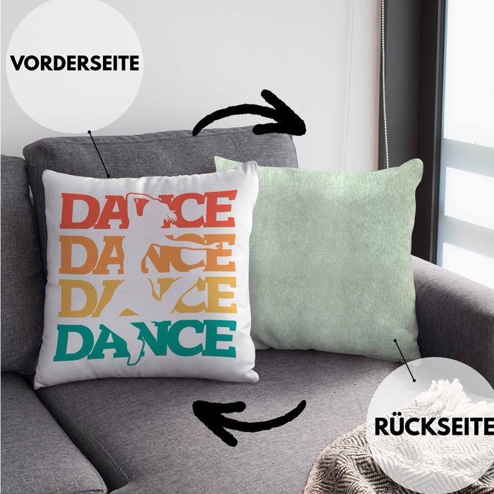 Lustige Tänzer Kissen mit Füllung 40x40 Geschenk für Tanzbegeisterte Tanzlehrer Grafik Dance (Grau) Grün Trendation