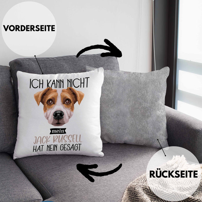 Jack Russell Besitzer Kissen mit Füllung 40x40 Geschenk Lustiger Spruch Geschenkidee Ich Kann Nicht Mein Jack Russell Hat Nein Gesagt (Grau) Grau Trendation