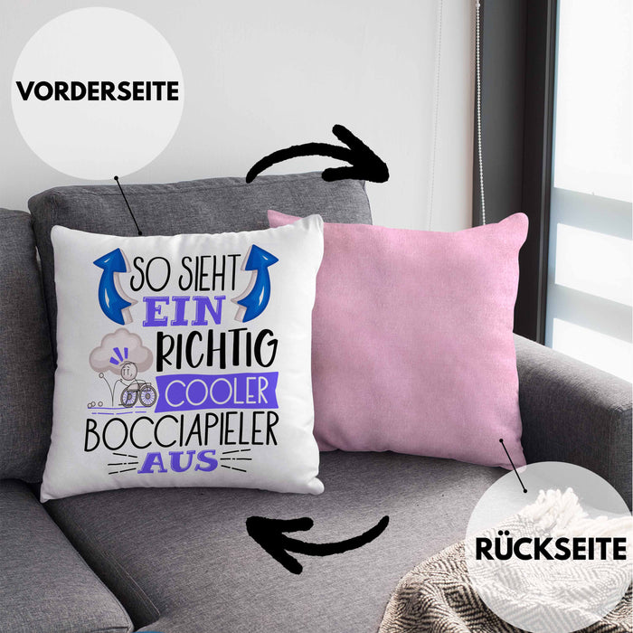So Sieht Ein Richtig Cooler Bocciapieler Aus Geschenk Kissen mit Füllung 40x40 Lustiger Spruch Geschenkidee (Grau) Rosa Trendation