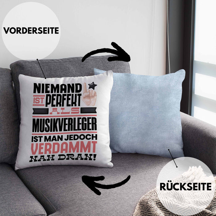 Musikschüler Geschenk Kissen mit Füllung 40x40 Lustige Geschenkidee für Musikschüler Geburtstag Niemand Ist Perfekt Aber Als Musikschüler Ist Man Nah Dran (Grau) Blau Trendation
