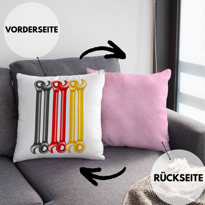 KFZ Mechaniker Geschenk Lustig Kissen mit Füllung 40x40 Automechaniker Mechatroniker Werkstatt Kissen mit Füllung 40x40 Deutschland Flagge (Grau) Rosa Trendation