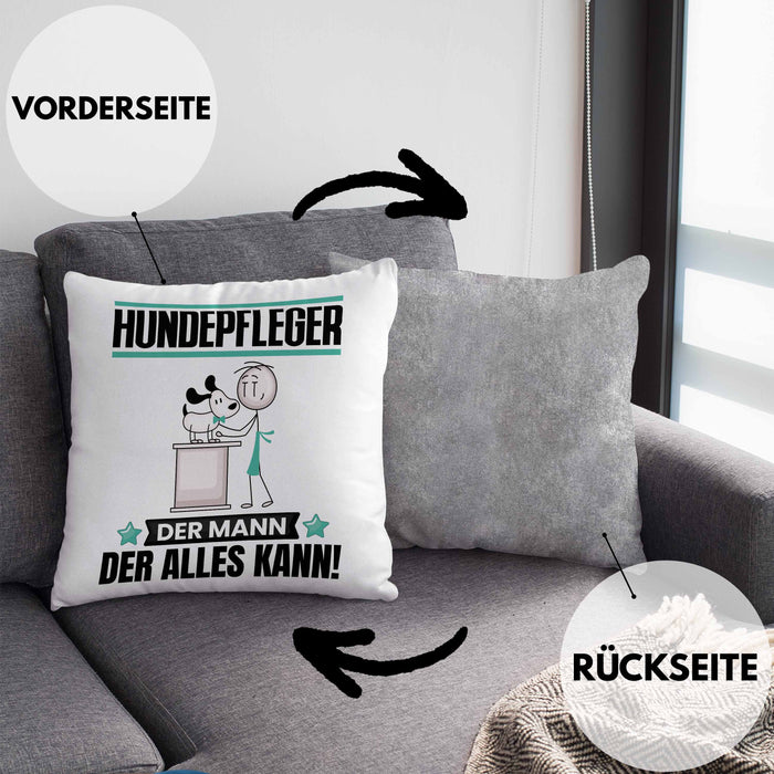 Hundepfleger Kissen mit Füllung 40x40 Geschenk für Hundepfleger Der Mann Der Alles Kann Geschenkidee zum Geburtstag (Grau) Grau Trendation