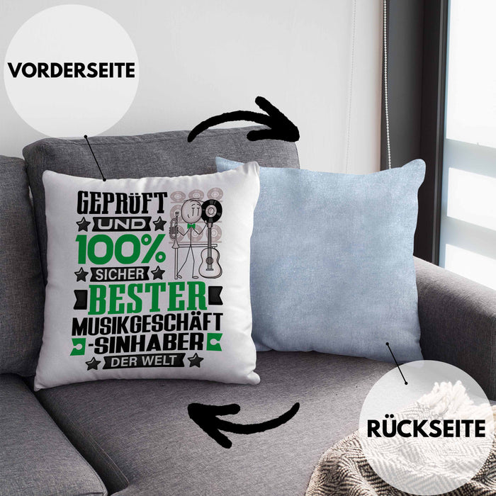 Musikgeschäftsinhaber Geschenk Lustiger Spruch für Musikgeschäftsinhaber Geschenkidee Bester Musikgeschäftsinhaber Der WeltKissen mit Füllung 40x40 (Grau) Blau Trendation