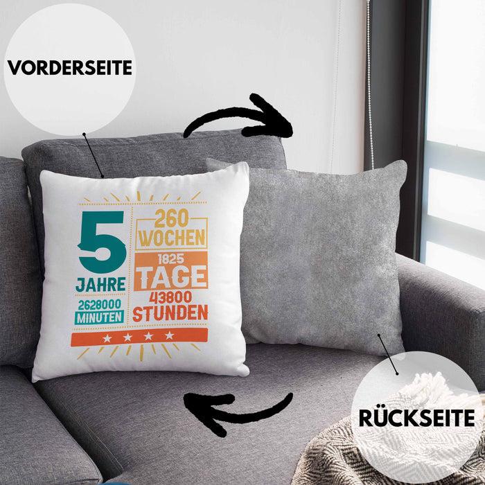5. Geburtstag Kissen mit Füllung 40x40 Geschenk 5Er Geburtstag Geschenkidee Jungs Mädchen (Grau) Grau Trendation