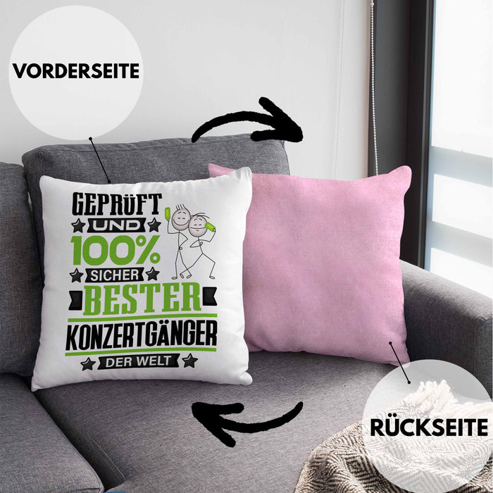 Konzertgänger Geschenk Lustiger Spruch für Konzertgänger Geschenkidee Bester Konzertgänger Der WeltKissen mit Füllung 40x40 (Grau) Rosa Trendation