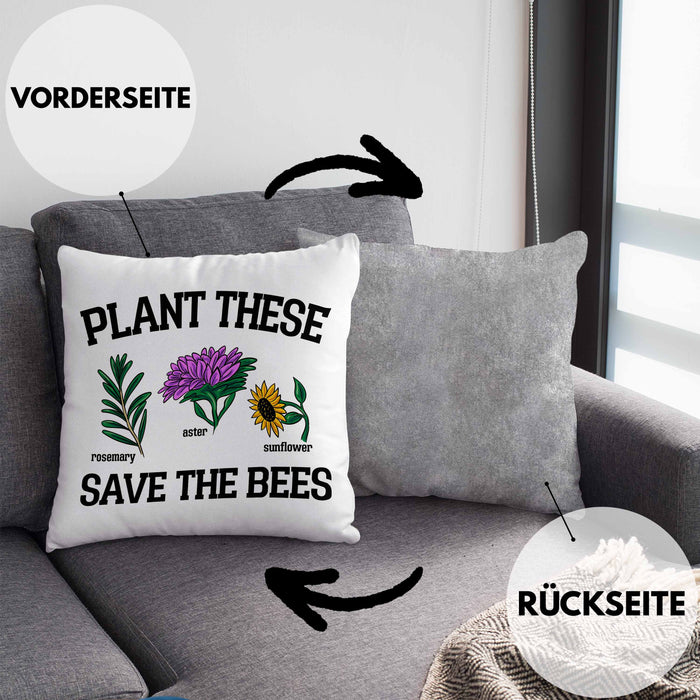 Lustige Kissen mit Füllung 40x40 für Bienenliebhaber Plant These Save The Bees Geschenk (Grau) Grau Trendation