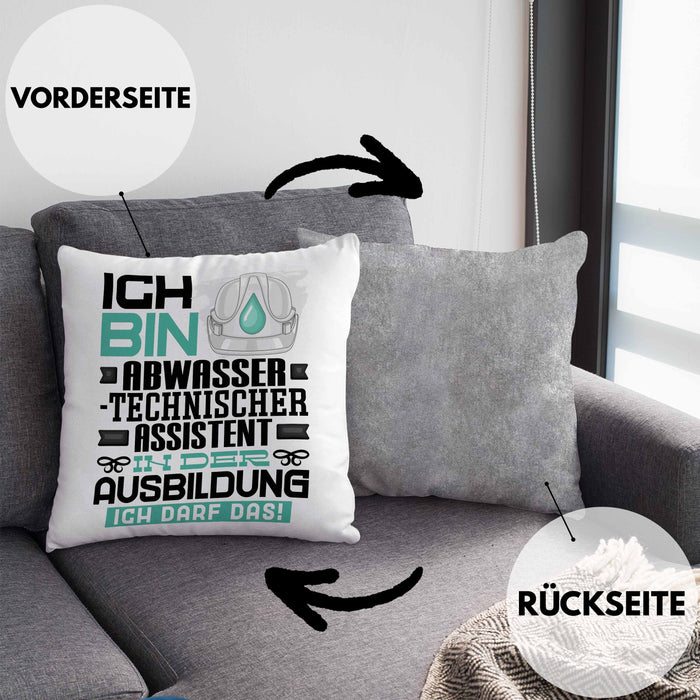 Abwassertechnischer Assistent Ausbildung Kissen mit Füllung 40x40 Geschenk Ich Bin Abwassertechnischer Assistent In Der Ausbildung Ich Darf Das Geschenkidee Spruch (Grau) Grau Trendation