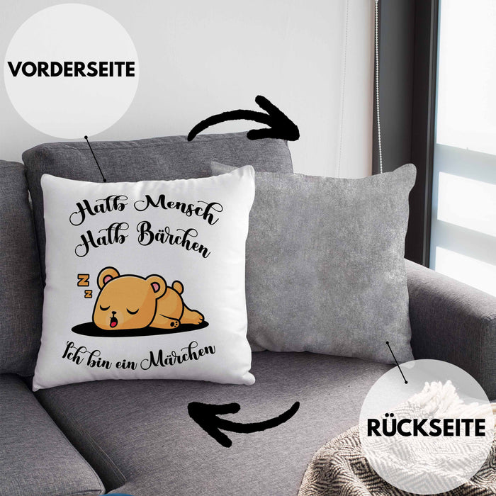 Süße Bärchen Kissen mit Füllung 40x40 Geschenk Tierwohlhaber Halb Mensch Halb Bärchen (Grau) Grau Trendation