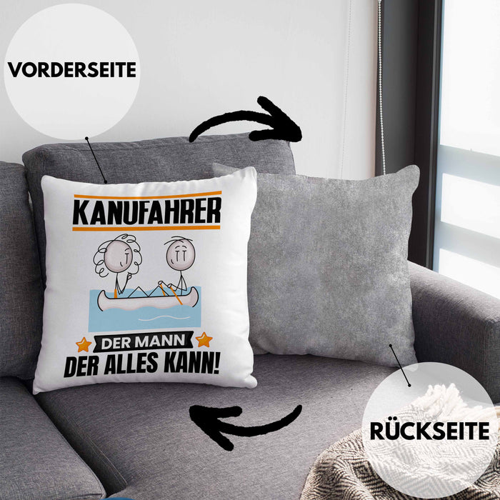 Kanufahrer Kissen mit Füllung 40x40 Geschenk für Kanufahrer Der Mann Der Alles Kann Geschenkidee zum Geburtstag (Grau) Grau Trendation