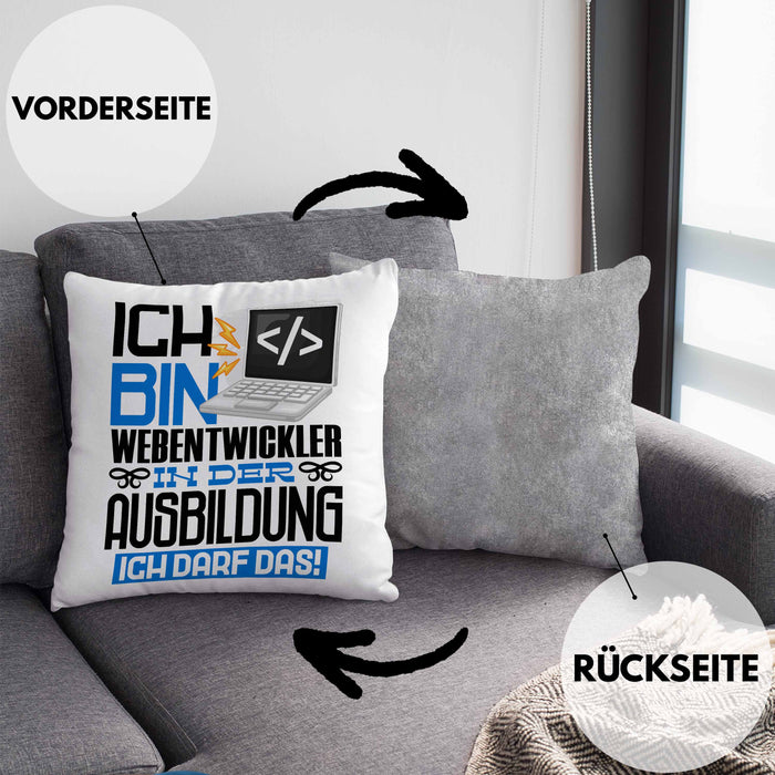 Webentwickler Ausbildung Kissen mit Füllung 40x40 Geschenk Ich Bin Webentwickler In Der Ausbildung Ich Darf Das Geschenkidee Spruch (Grau) Grau Trendation