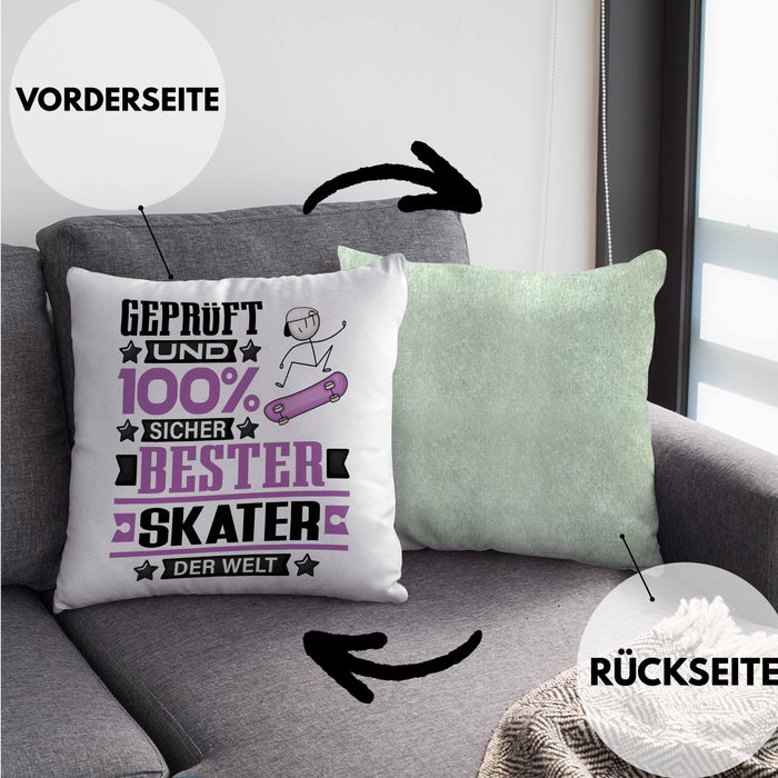 Skater Geschenk Lustiger Spruch für Skater Geschenkidee Bester Skater Der WeltKissen mit Füllung 40x40 (Grau) Grün Trendation