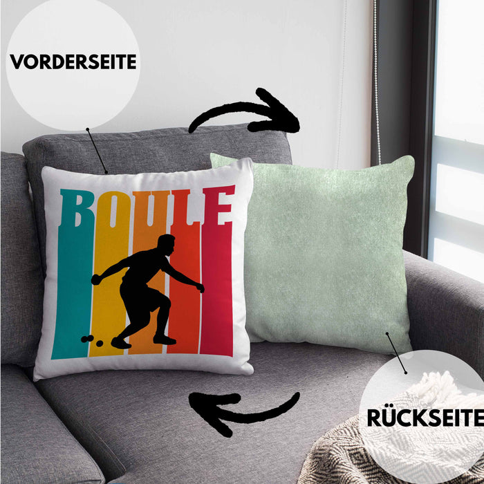Boule Kissen mit Füllung 40x40 für Boule-Spieler als Geschenkidee Spruch (Grau) Grün Trendation