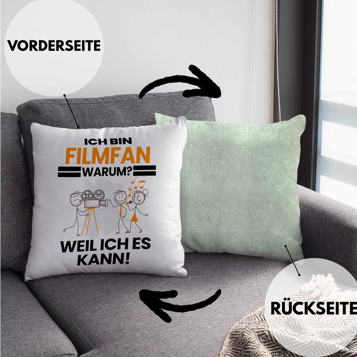 Filmfan Geschenk Kissen mit Füllung 40x40 Lustiger Spruch Ich Bin Filmfan Warum Weil Ich Es Kann Geschenkidee Bester Filmfan Geburtstag (Grau) Grün Trendation