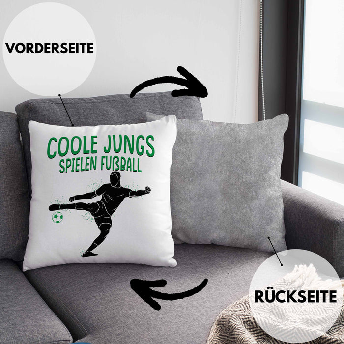 Fußballspieler Kissen mit Füllung 40x40 Geschenk Coole Jungs Spielen Fußball Geschenkidee Jungen (Grau) Grau Trendation