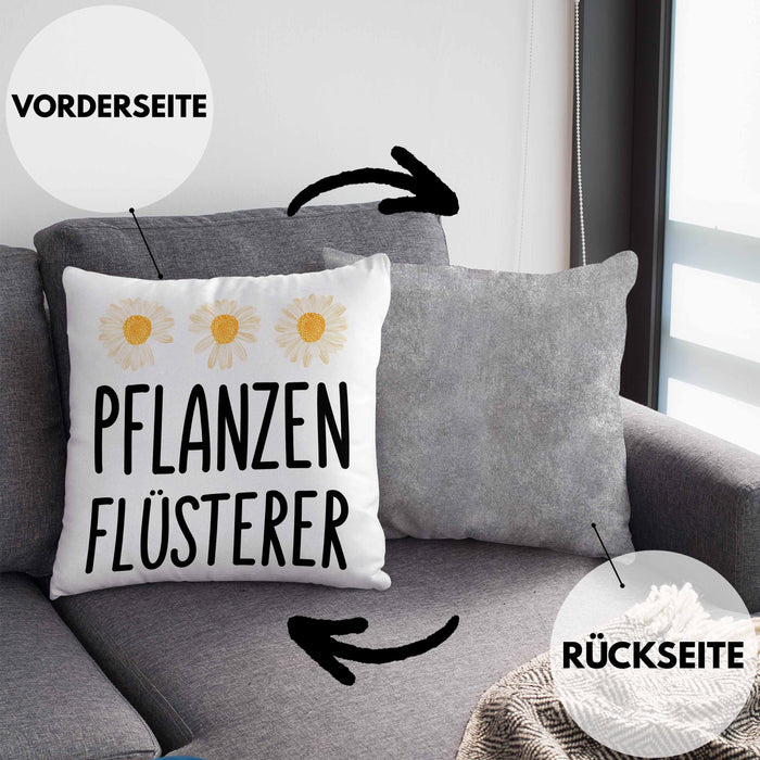 Pflanzenflüsterer Gärtner Kissen mit Füllung 40x40 mit Spruch Garten Hobbygärtner Geschenk Lustig Gärtnerin Geschenkidee (Grau) Grau Trendation