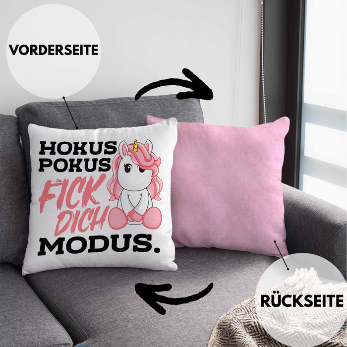 Lustige Ich Hasse Menschen Kissen mit Füllung 40x40 Mit Spruch Einhorn Geschenk Mama Freundin Kollegin Geschenkidee Arbeit Frauen (Grau) Rosa Trendation