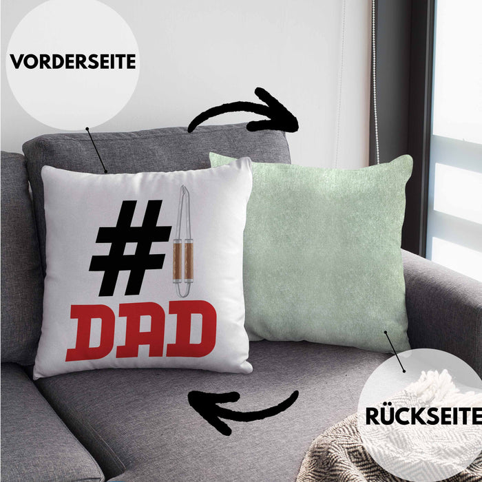 Grillen Nummer 1 Dad Vater Kissen mit Füllung 40x40 Geschenk Grillmeister Papa Geschenkidee Bester Papa Der Welt Vatertag Lustige Geschenkidee (Grau) Grün Trendation