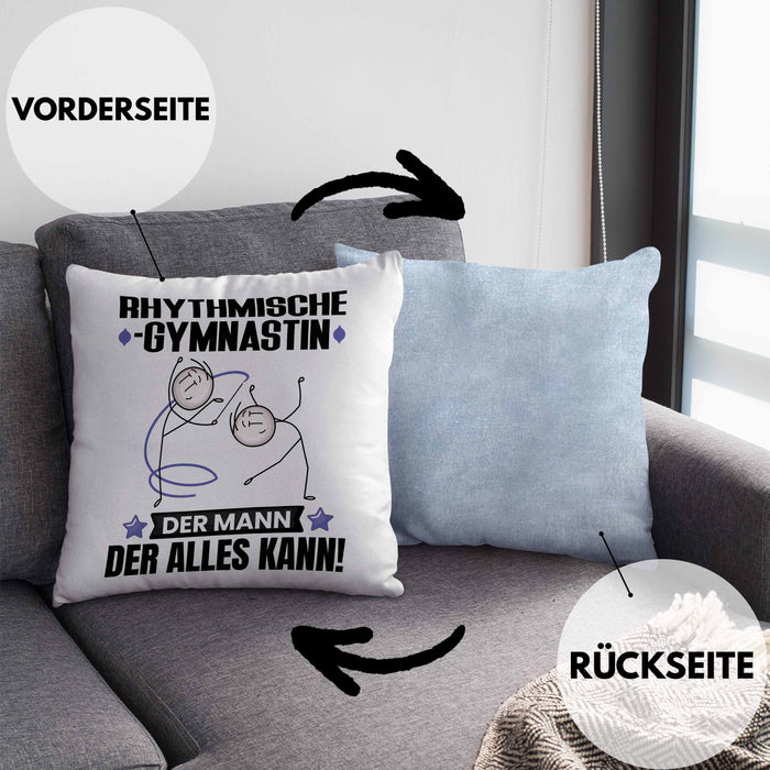 RhythmischeGymnastin Kissen mit Füllung 40x40 Geschenk für RhythmischeGymnastin Der Mann Der Alles Kann Geschenkidee zum Geburtstag (Grau) Blau Trendation