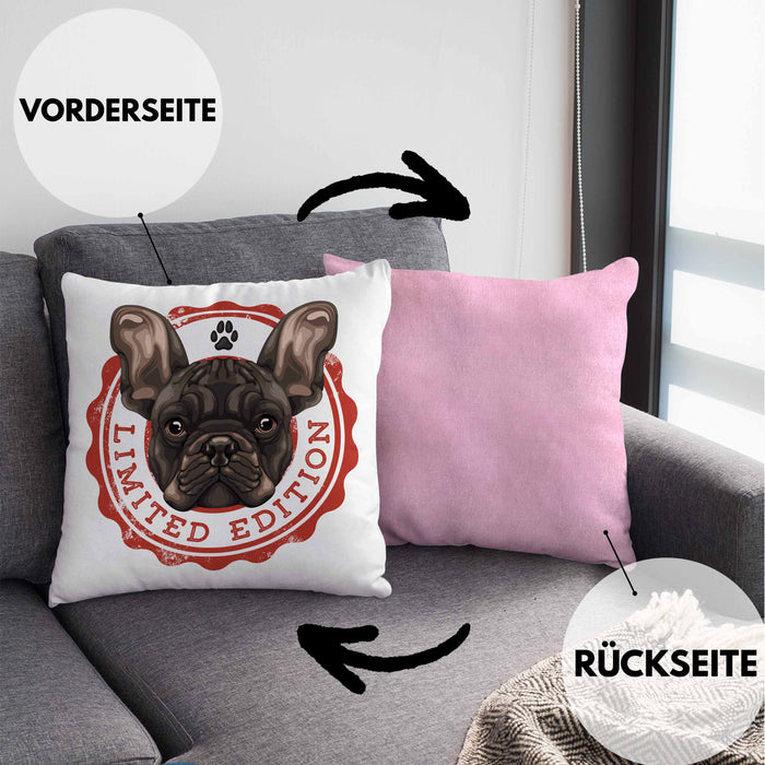 Boxer Hunde Kissen mit Füllung 40x40 Geschenk Hundebesitzerin Boxer Frauchen Herrchen Geschenkidee Kaffee-Kissen mit Füllung 40x40 Limited Edition (Grau) Rosa Trendation