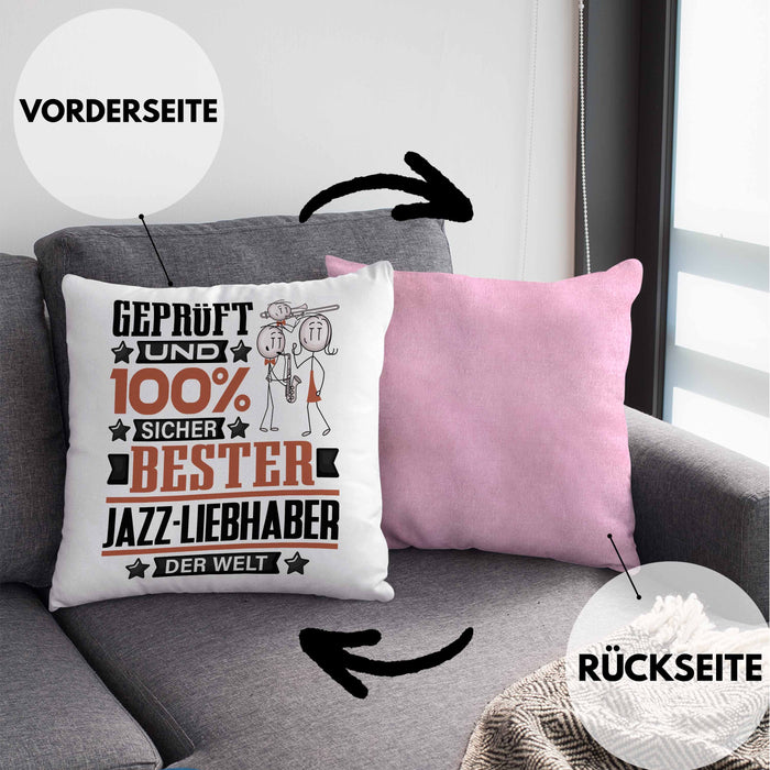 Jazz-Liebhaber Geschenk Lustiger Spruch für Jazz-Liebhaber Geschenkidee Bester Jazz-Liebhaber Der WeltKissen mit Füllung 40x40 (Grau) Rosa Trendation