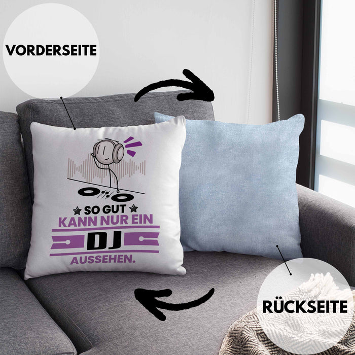 DJ Geschenk Kissen mit Füllung 40x40 So Gut Kann Nur Ein DJ Aussehen Geschenkidee (Grau) Blau Trendation