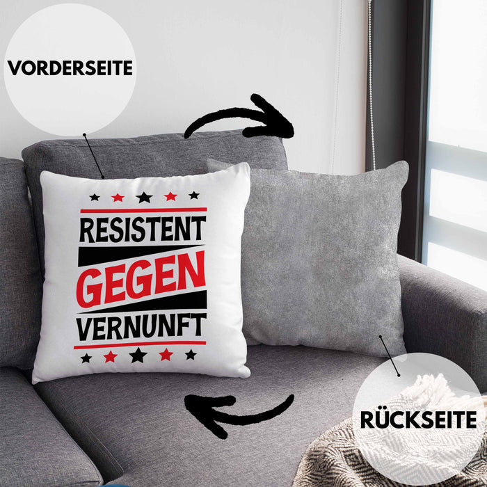 Resistent Gegen Vernunft Kissen mit Füllung 40x40 Geschenk Häferl (Grau) Grau Trendation