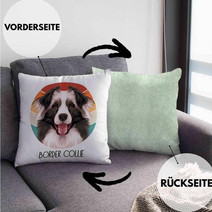 Border Collies Besitzer Kissen mit Füllung 40x40 Geschenk Lustiger Spruch Geschenkidee Border Collies Mama Papa (Grau) Grün Trendation