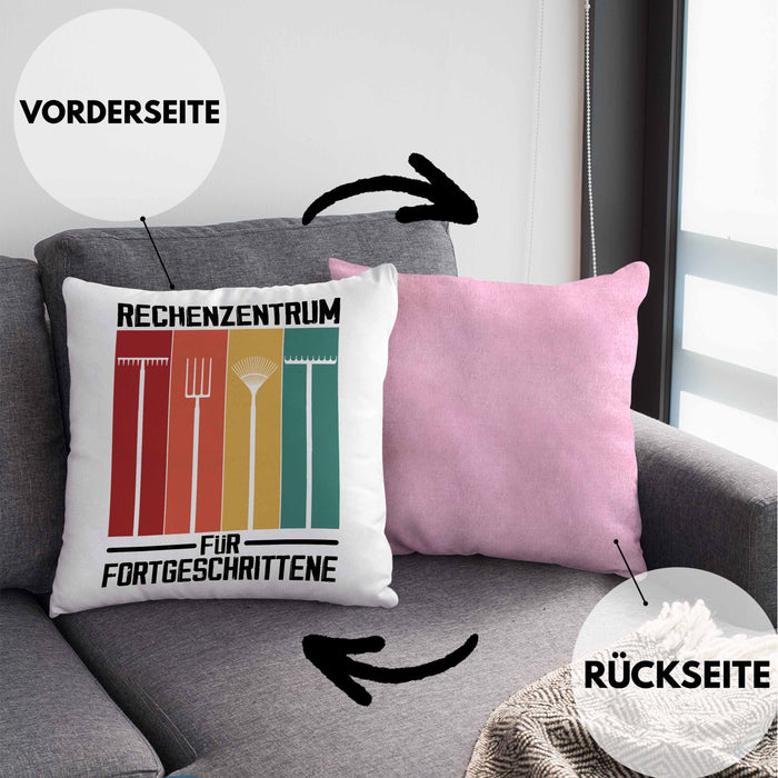Rechenzentrum für Forgeschrittene Kissen mit Füllung 40x40 Gschenk Gärtner, Hobbygärtner Geschenkidee Lustiger Spruch Häferl (Grau) Rosa Trendation