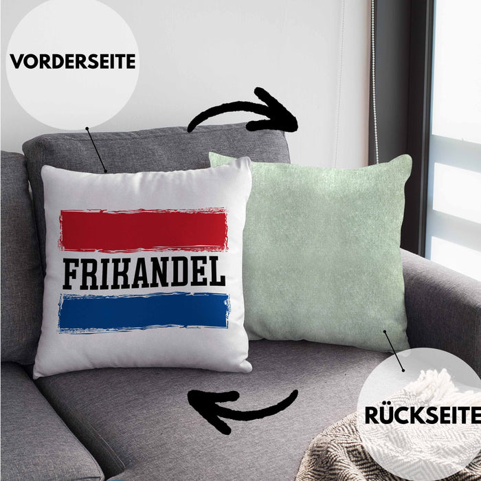 Frikandel Kissen mit Füllung 40x40 Geschenk Holländer Geschenkidee Holland Flagge Holland Urlaub Liebhaber (Grau) Grün Trendation
