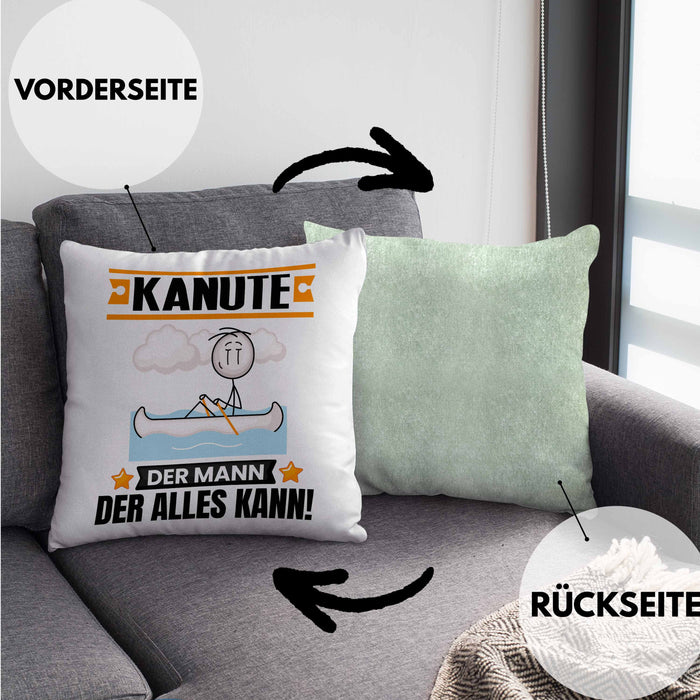 Kanute Kissen mit Füllung 40x40 Geschenk für Kanute Der Mann Der Alles Kann Geschenkidee zum Geburtstag (Grau) Grün Trendation
