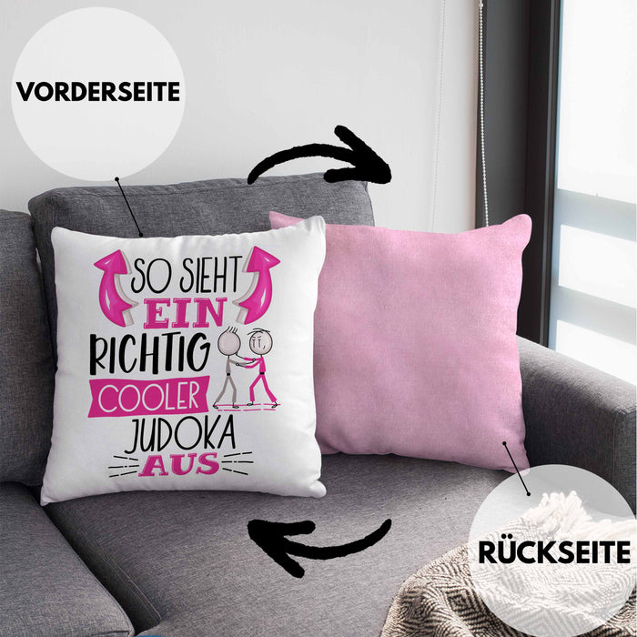 Judoka Kissen mit Füllung 40x40 Geschenk So Sieht Ein Richtig Cooler Judoka Aus Geschenkidee Spruch Lustig (Grau) Rosa Trendation