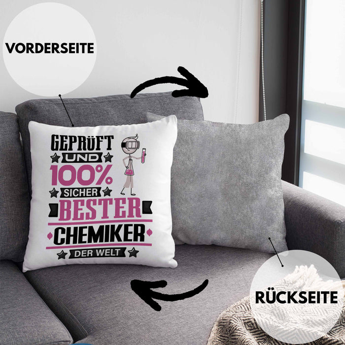 Chemiker Geschenk Lustiger Spruch für Chemiker Geschenkidee Bester Chemiker Der WeltKissen mit Füllung 40x40 (Grau) Grau Trendation