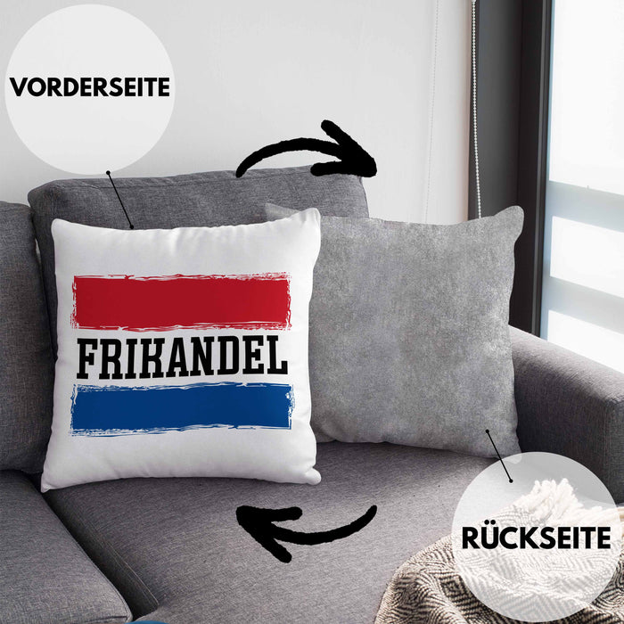 Frikandel Kissen mit Füllung 40x40 Geschenk Holländer Geschenkidee Holland Flagge Holland Urlaub Liebhaber (Grau) Grau Trendation