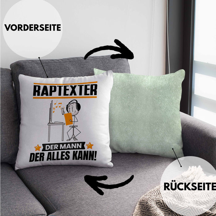 Raptexter Kissen mit Füllung 40x40 Geschenk für Raptexter Der Mann Der Alles Kann Geschenkidee zum Geburtstag (Grau) Grün Trendation