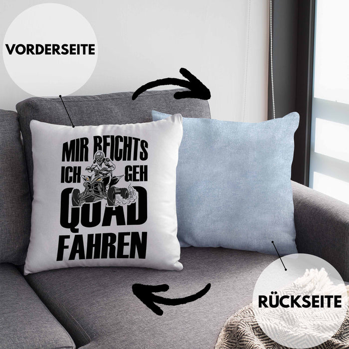 Lustige Kissen mit Füllung 40x40 Quad-Fahrer als Geschenkidee Spruch Mir Reichts Ich Geh Quad Fahren (Grau) Blau Trendation