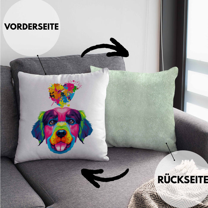 Golden Retriever Herz Farbe Besitzer Kissen mit Füllung 40x40 Geschenk Lustiger Spruch Geschenkidee Golden Retriever Liebhaber (Grau) Grün Trendation