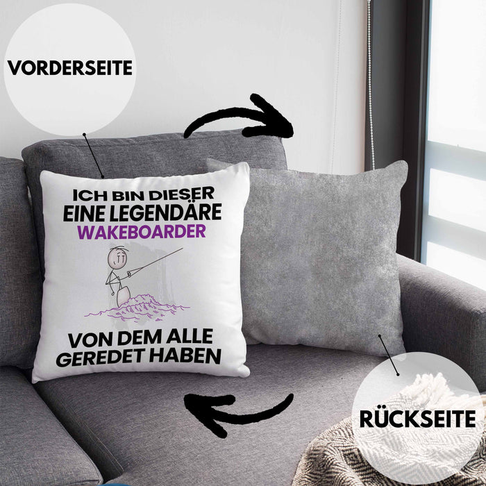 Wakeboarder Geschenk Kissen mit Füllung 40x40 Lustige Geschenkidee Geburtstag für Wakeboarder Ich Bin Dieser Legendäre Wakeboarder Von Dem Alle Geredet Haben (Grau) Grau Trendation