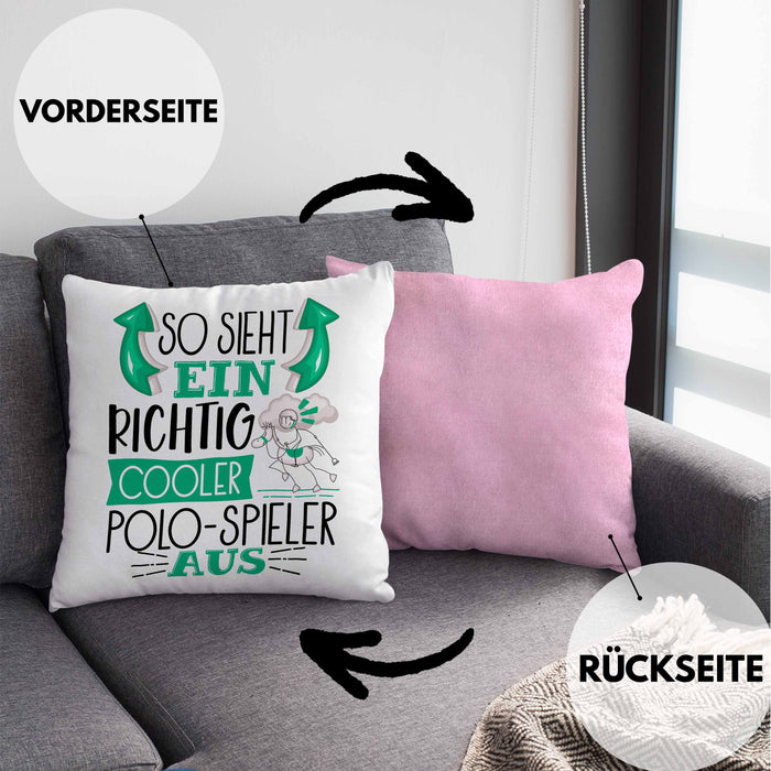 So Sieht Ein Richtig Cooler Polo-Spieler Aus Geschenk Kissen mit Füllung 40x40 Lustiger Spruch Geschenkidee (Grau) Rosa Trendation