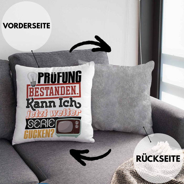 Bachelor Master Prüfung Bestanden Geschenk Kissen mit Füllung 40x40 Studium Prüfung Bestanden Kann Ich Jetzt Weiter Serie Gucken (Grau) Grau Trendation