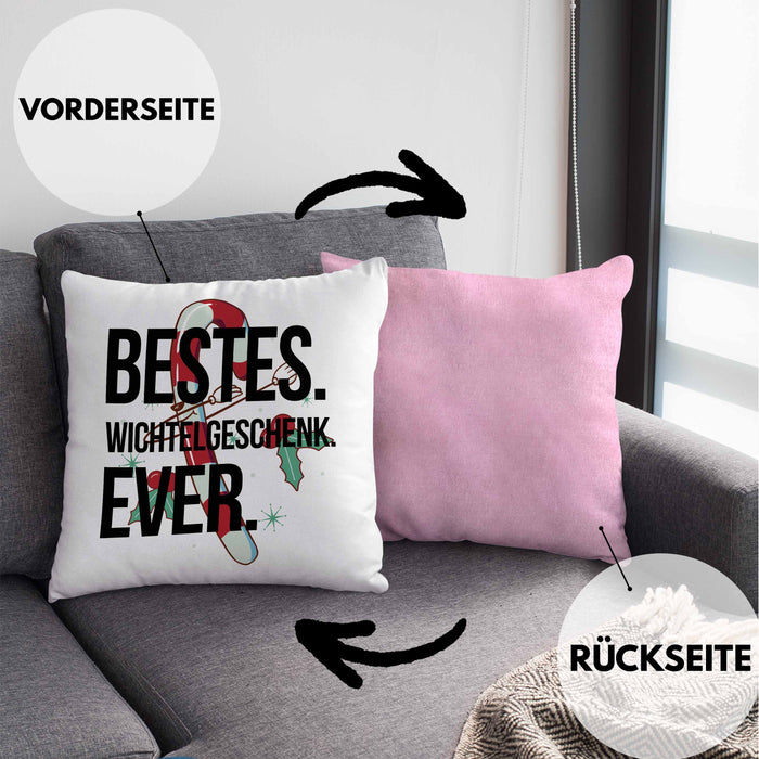 Schrott-Wichtelgeschenk für Frauen Kollegen Geschenk Wichteln Weihnachten Bestes Wichtelgeschenk Ever geschenkidee SchrottwichtelnKissen mit Füllung 40x40 (Grau) Rosa Trendation