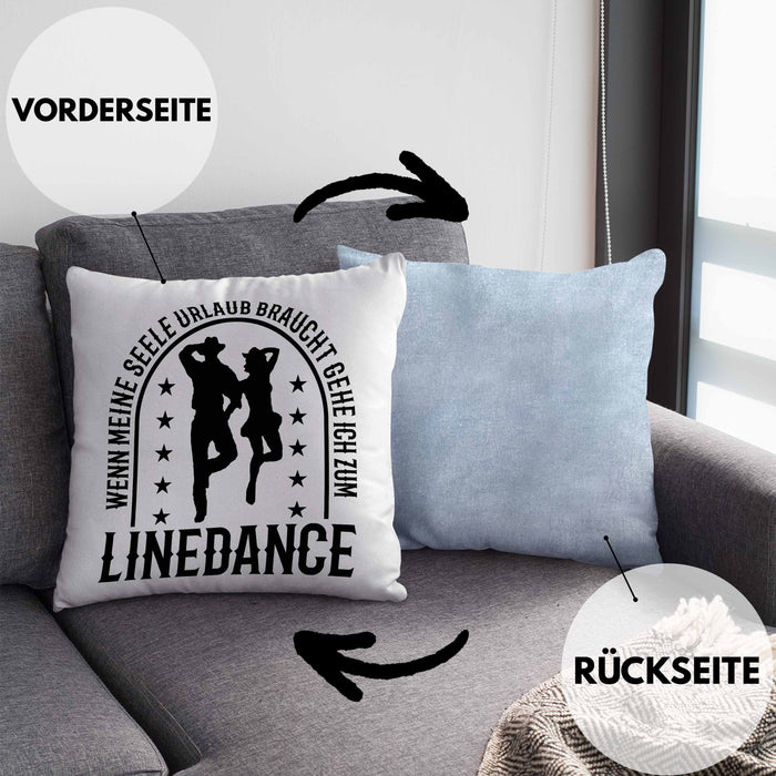 Lustige Kissen mit Füllung 40x40 für Line Dance Fans Spruch Line Dance Tänzerin (Grau) Blau Trendation