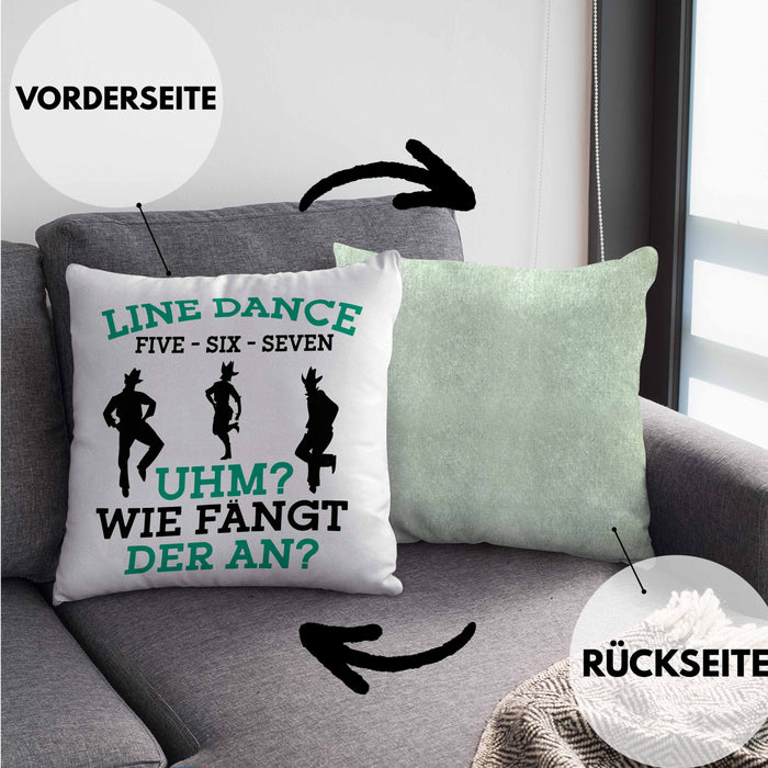 Lustige Line Dance Kissen mit Füllung 40x40 - Tolles Geschenk für Line Dance Enthusiasten (Grau) Grün Trendation