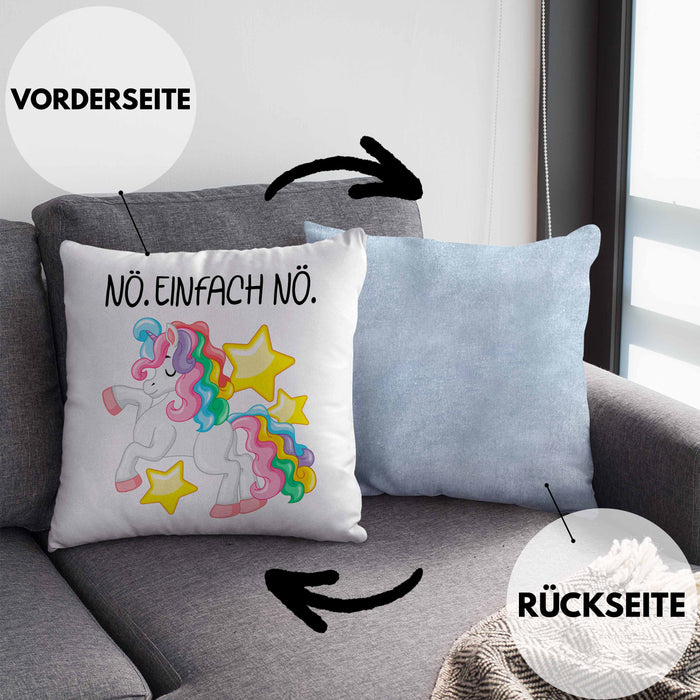 Lustige Nö Einfach Nö Kissen mit Füllung 40x40 Mit Spruch Einhorn Geschenk Mama Freundin Kollegin Geschenkidee Arbeit Frauen (Grau) Blau Trendation