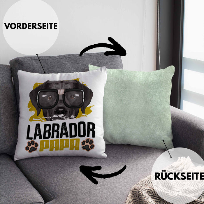 Labrador Papa Besitzer Kissen mit Füllung 40x40 Geschenk Lustiger Spruch Geschenkidee Labrador Liebhaber (Grau) Grün Trendation