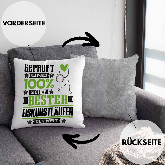 Eiskunstläufer Geschenk Lustiger Spruch für Eiskunstläufer Geschenkidee Bester Eiskunstläufer Der WeltKissen mit Füllung 40x40 (Grau) Grau Trendation