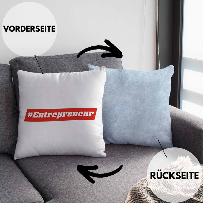 Entrepreneur Kissen mit Füllung 40x40 Entrepreneurship Geschenk Spruch Motivation (Grau) Blau Trendation