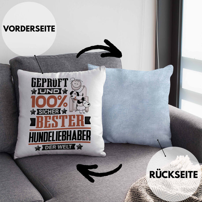 Hundeliebhaber Geschenk Lustiger Spruch für Hundeliebhaber Geschenkidee Bester Hundeliebhaber Der WeltKissen mit Füllung 40x40 (Grau) Blau Trendation