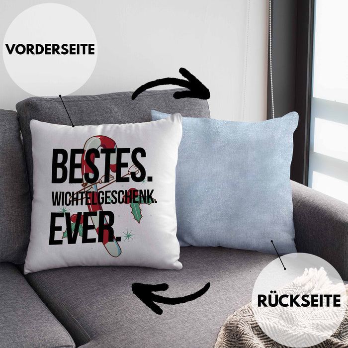 Schrott-Wichtelgeschenk für Frauen Kollegen Geschenk Wichteln Weihnachten Bestes Wichtelgeschenk Ever geschenkidee SchrottwichtelnKissen mit Füllung 40x40 (Grau) Blau Trendation